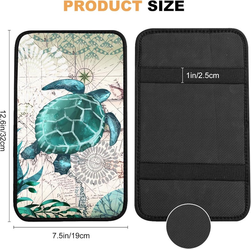 Adastrah Universal Car Center Console Cushion Pad,Sea Turtle 2 Car Armrest Pad Car Armrest Seat Box Cover Protector for Most Vehicle, SUV, Truck, Car - Image 3